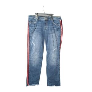 INC International Concepts Denim Blue Jeans with 90s Black Red Stripe Women's 16